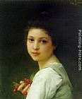 Portrait of a young girl with cherries by Charles Amable Lenoir
